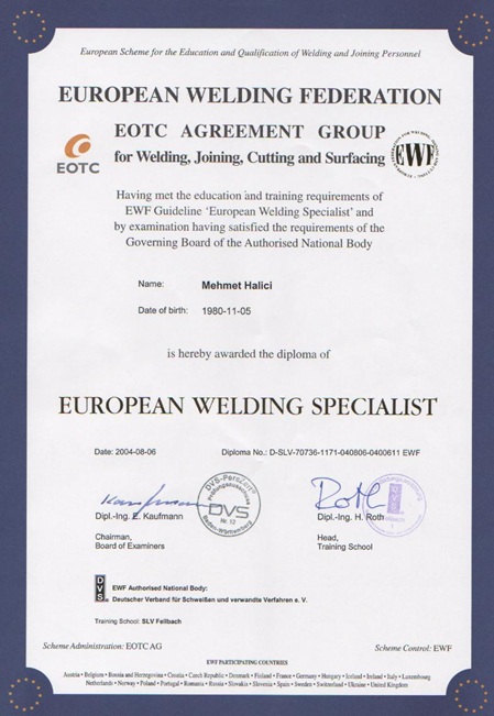 European Welding Speciaist (EWS)