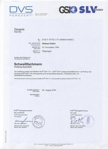 Schweißfachmann Welding Specialist